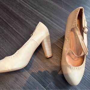 Chase + Chloe Cream Mary Jane Heels